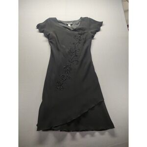 Ladies DL‎ Fashions Formal Black Beaded Dress With Flutter Sleeves Size 8